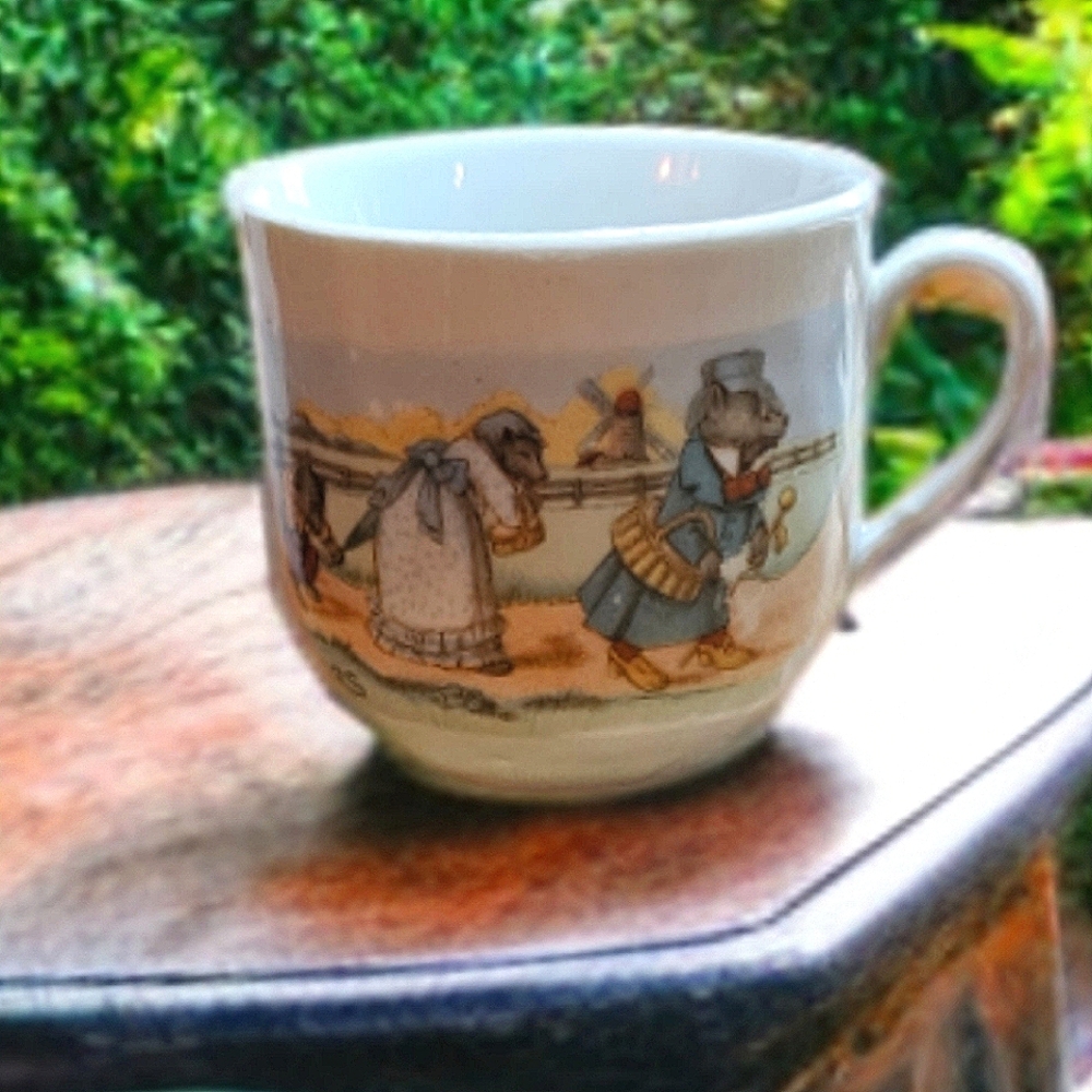 Antique Children's Storybook Character, The Three Bears Tea Cup - Blue and Cream